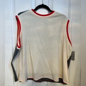Disney Marvel Cream Blue Red Sleeveless Top Women's XXL Red Knitted Ringer